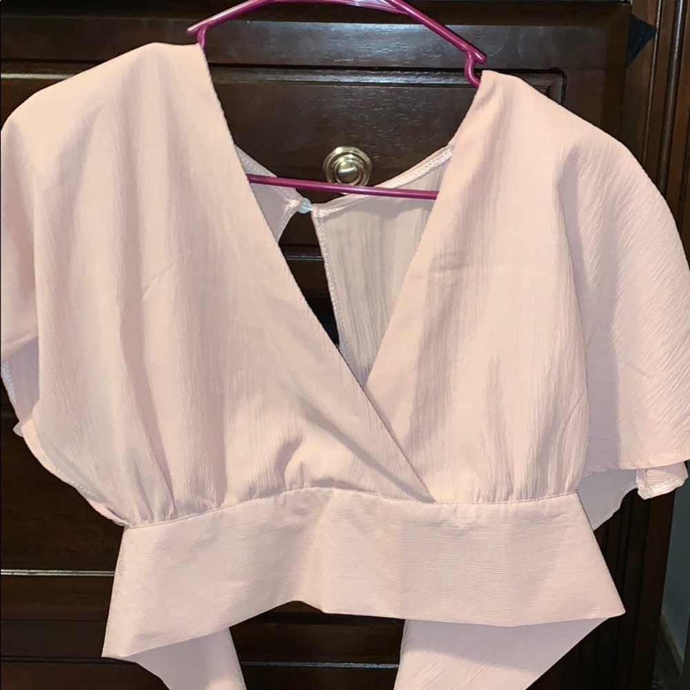 Tie in the back pink dressy shirt